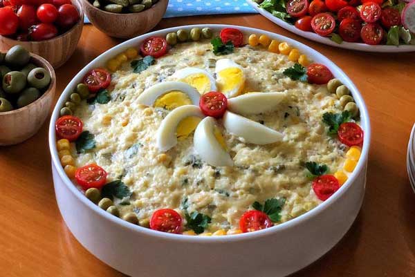 Salad Olivieh platter – Iranian spring food